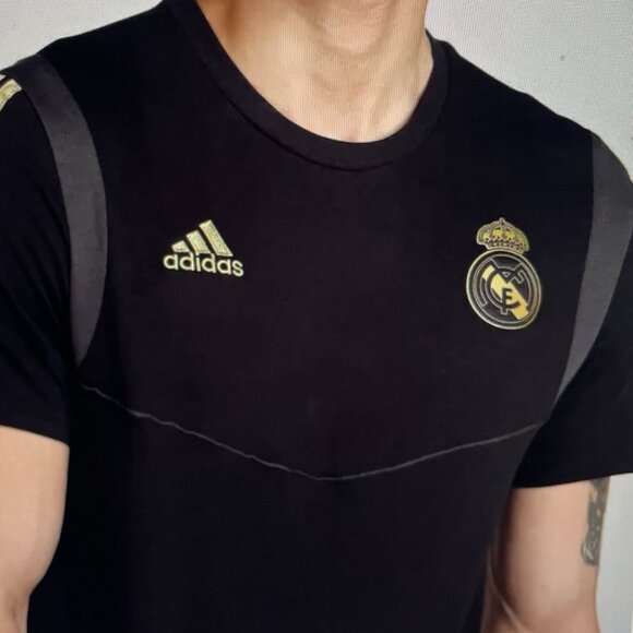 Adidas Real Madrid Climalite Short Sleeve T-Shirt Black/Gold Mens 2XL - Picture 4 of 15
